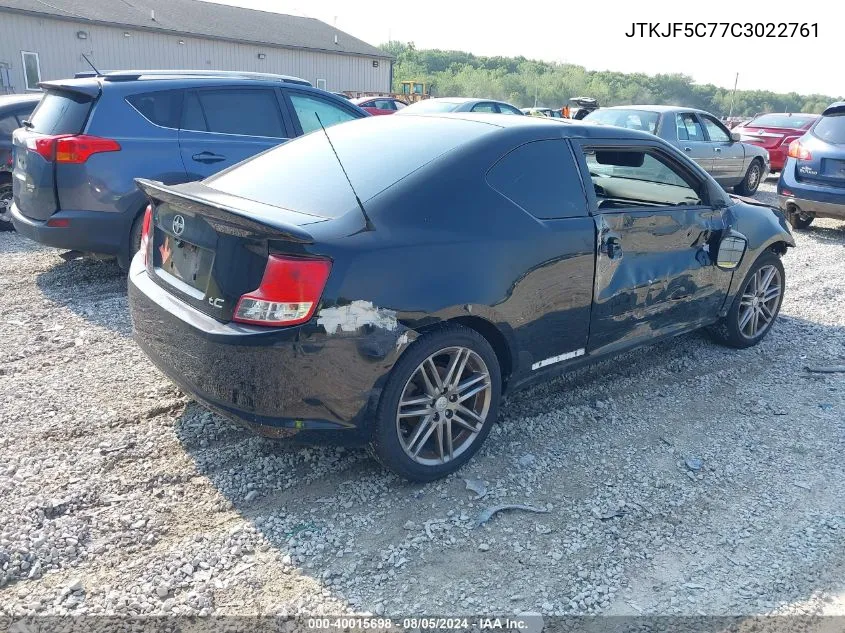 2012 Scion Tc VIN: JTKJF5C77C3022761 Lot: 40015698