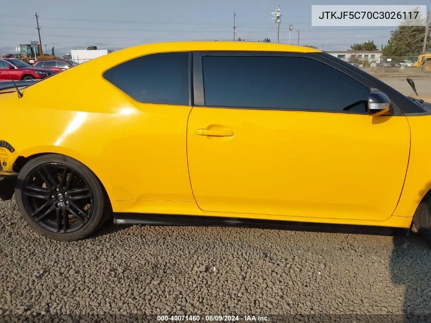 2012 Scion Tc Release Series 7.0 VIN: JTKJF5C70C3026117 Lot: 40071460