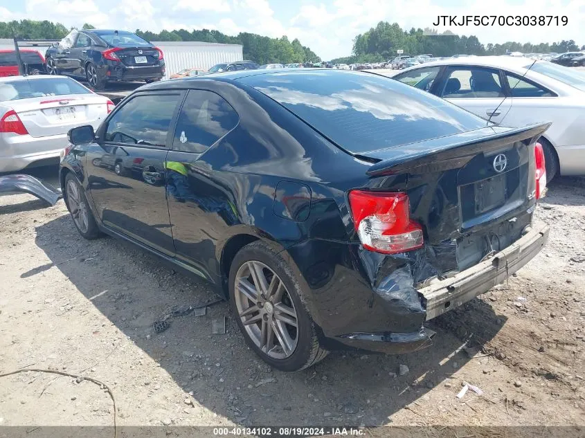 2012 Scion Tc VIN: JTKJF5C70C3038719 Lot: 40134102