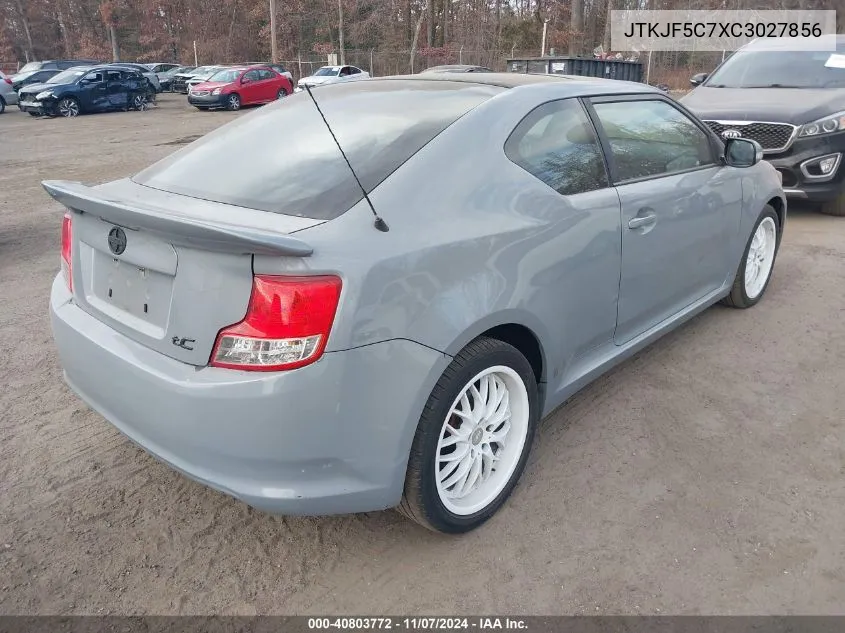 2012 Scion Tc VIN: JTKJF5C7XC3027856 Lot: 40803772