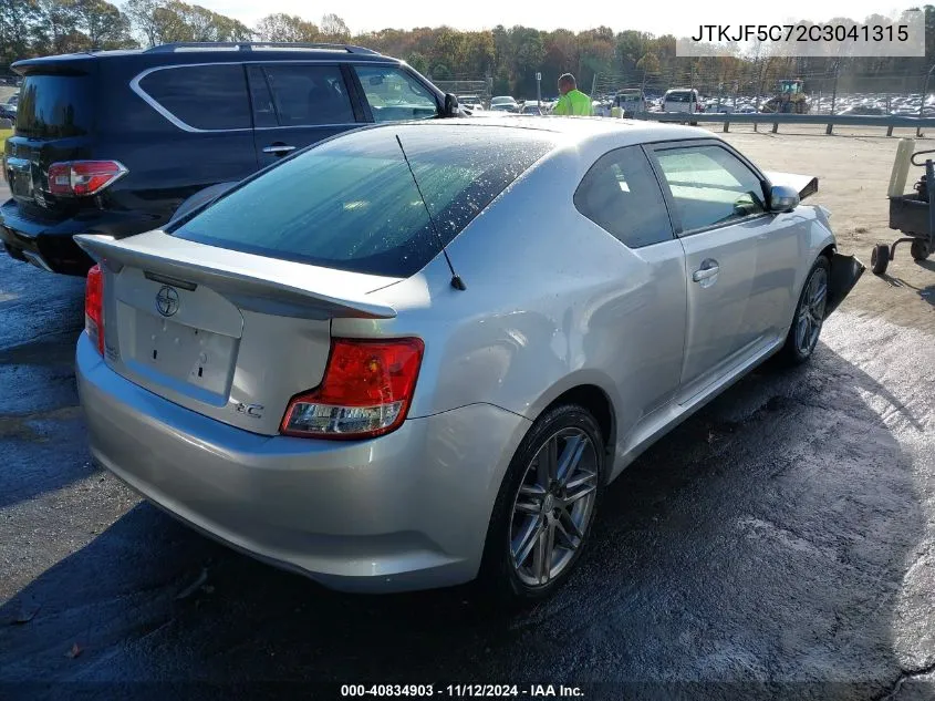 2012 Scion Tc Base (A6) VIN: JTKJF5C72C3041315 Lot: 40834903