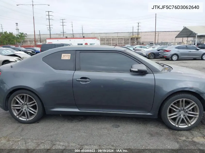 2013 Scion Tc VIN: JTKJF5C76D3062640 Lot: 40385923