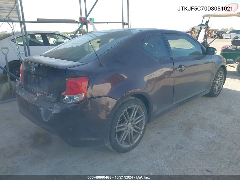 2013 Scion Tc VIN: JTKJF5C70D3051021 Lot: 40660465