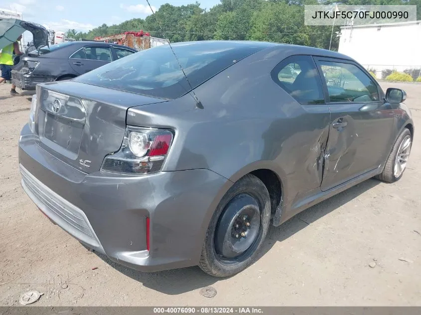 2015 Scion Tc VIN: JTKJF5C70FJ000990 Lot: 40076090