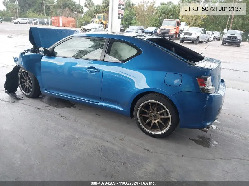 2015 Scion Tc VIN: JTKJF5C72FJ012137 Lot: 40794289