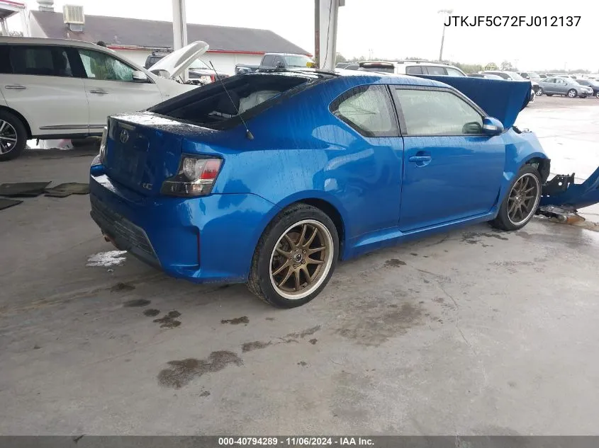 2015 Scion Tc VIN: JTKJF5C72FJ012137 Lot: 40794289