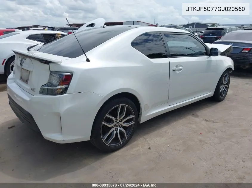 2016 Scion Tc VIN: JTKJF5C77GJ020560 Lot: 39935678