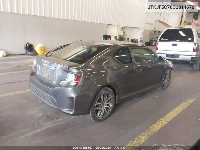 2016 Scion Tc VIN: JTKJF5C70GJ014678 Lot: 40155567