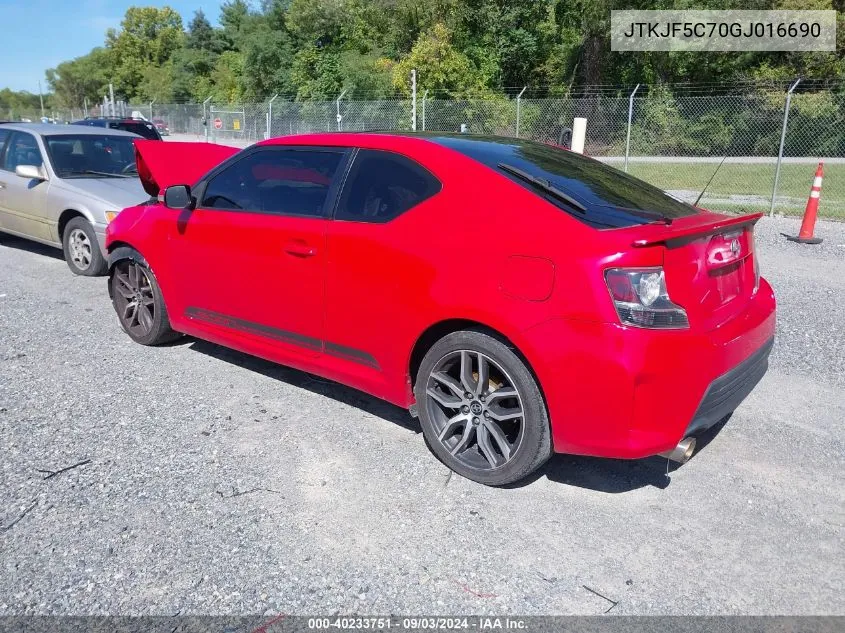 2016 Scion Tc VIN: JTKJF5C70GJ016690 Lot: 40233751