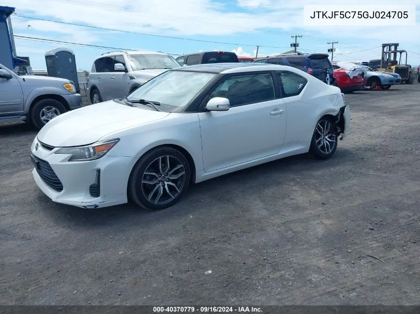 2016 Scion Tc VIN: JTKJF5C75GJ024705 Lot: 40370779