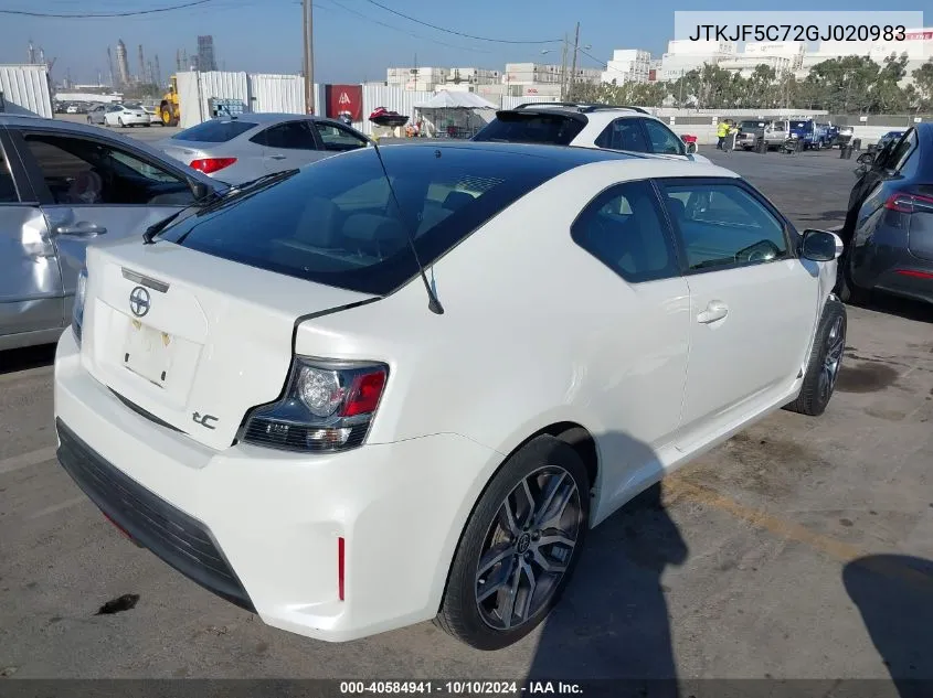 2016 Scion Tc VIN: JTKJF5C72GJ020983 Lot: 40584941