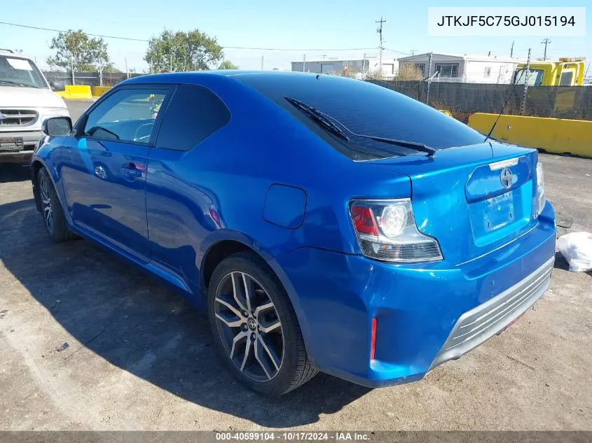 JTKJF5C75GJ015194 2016 Scion Tc