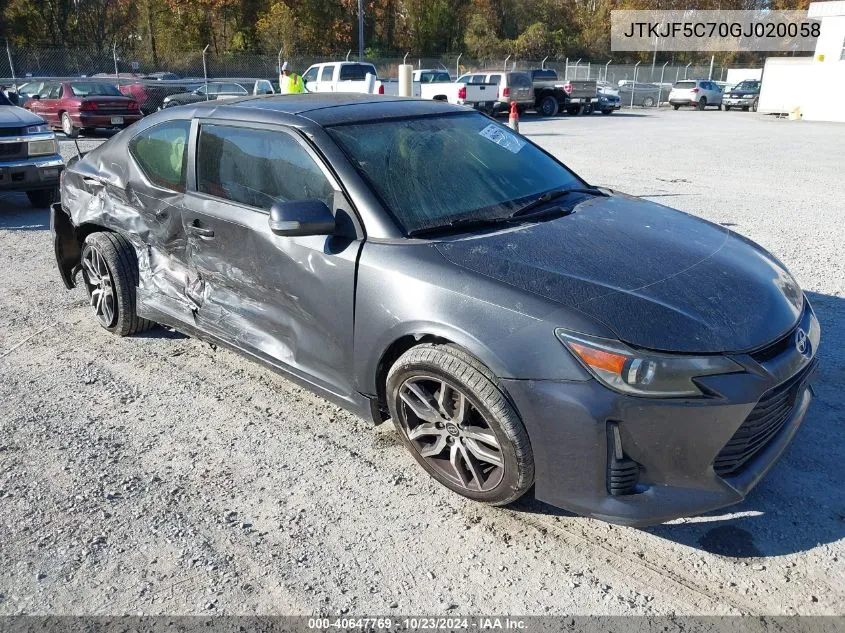 2016 Scion Tc VIN: JTKJF5C70GJ020058 Lot: 40647769