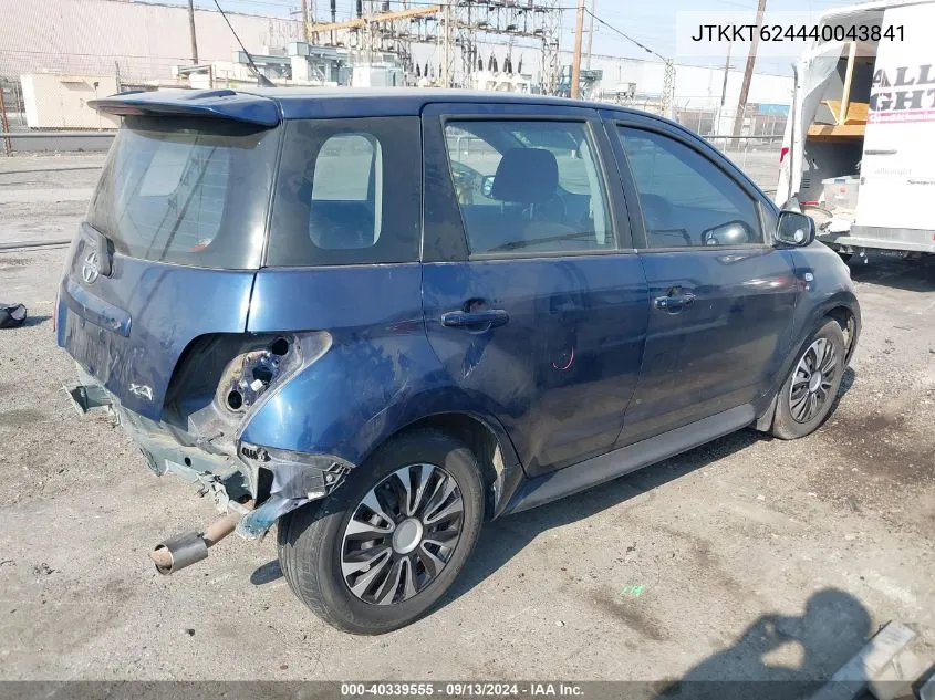 2004 Scion Xa VIN: JTKKT624440043841 Lot: 40339555