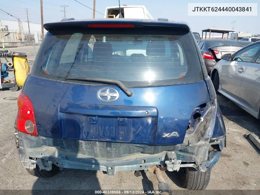 2004 Scion Xa VIN: JTKKT624440043841 Lot: 40339555