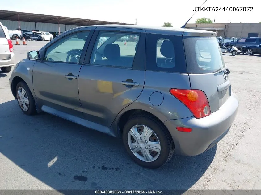 2004 Scion Xa VIN: JTKKT624440067072 Lot: 40382063