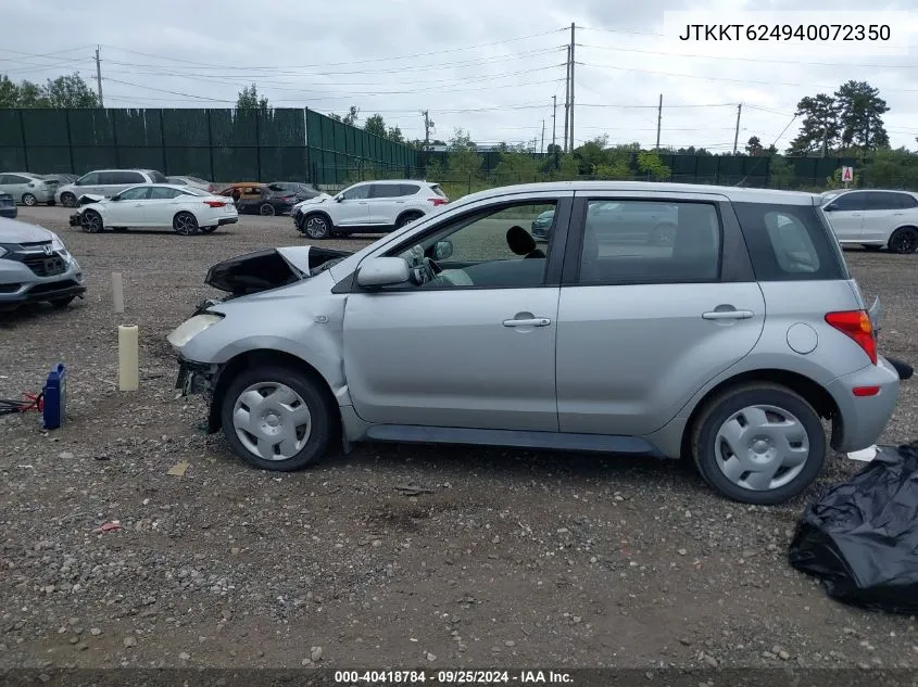 2004 Scion Xa VIN: JTKKT624940072350 Lot: 40418784