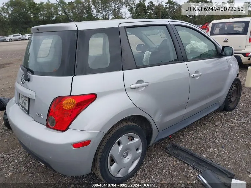 2004 Scion Xa VIN: JTKKT624940072350 Lot: 40418784