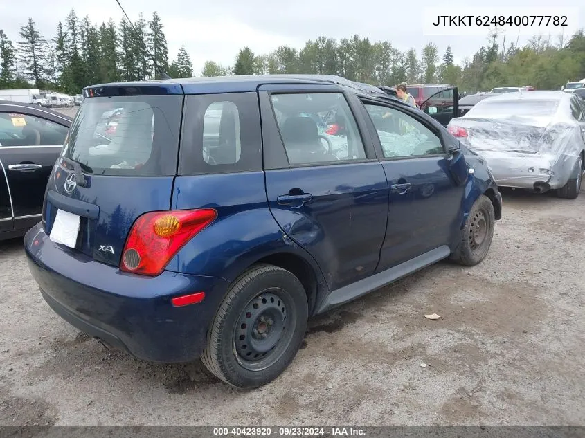 2004 Scion Xa VIN: JTKKT624840077782 Lot: 40423920