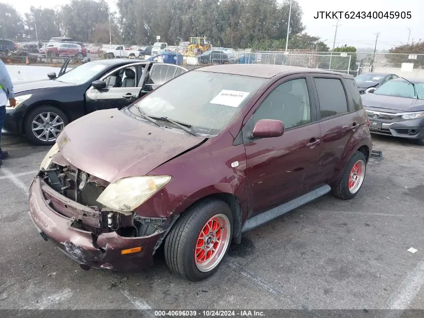 2004 Scion Xa VIN: JTKKT624340045905 Lot: 40696039