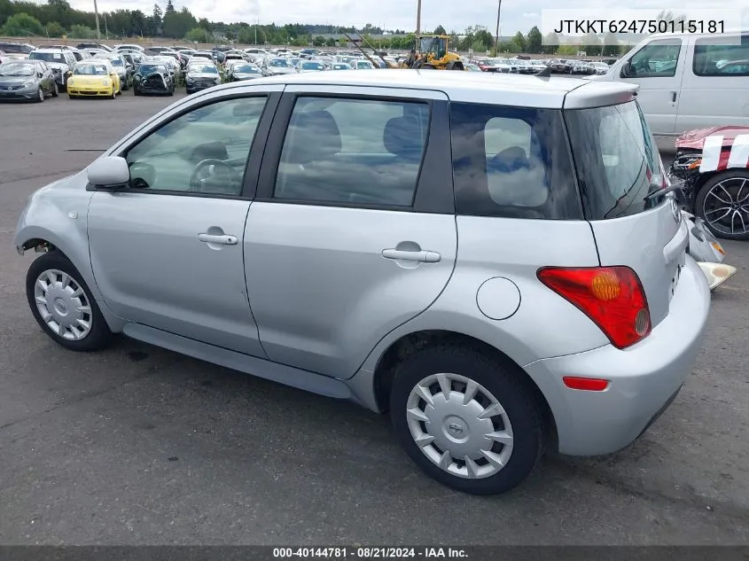 2005 Scion Xa VIN: JTKKT624750115181 Lot: 40144781