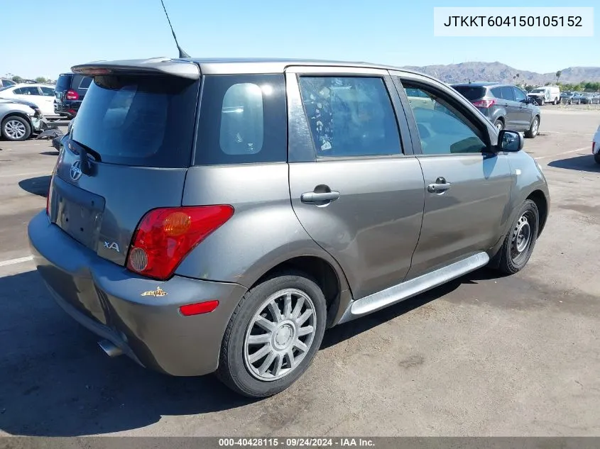 2005 Scion Xa VIN: JTKKT604150105152 Lot: 40428115