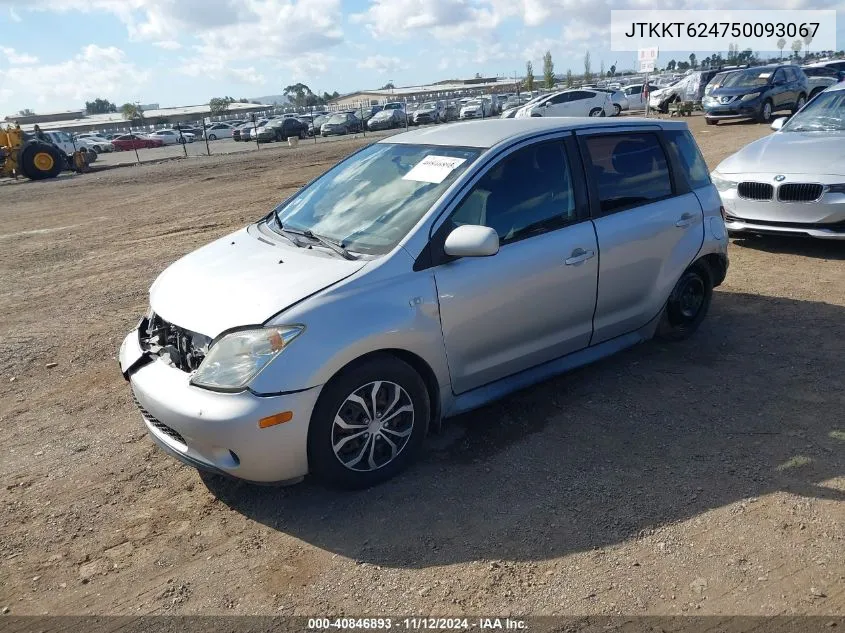 2005 Scion Xa VIN: JTKKT624750093067 Lot: 40846893