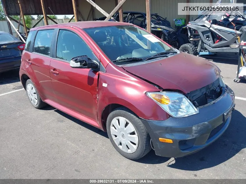 2006 Scion Xa VIN: JTKKT604265003105 Lot: 39832131