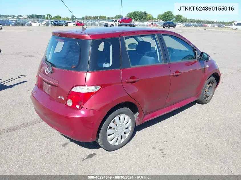 2006 Scion Xa VIN: JTKKT624360155016 Lot: 40224549