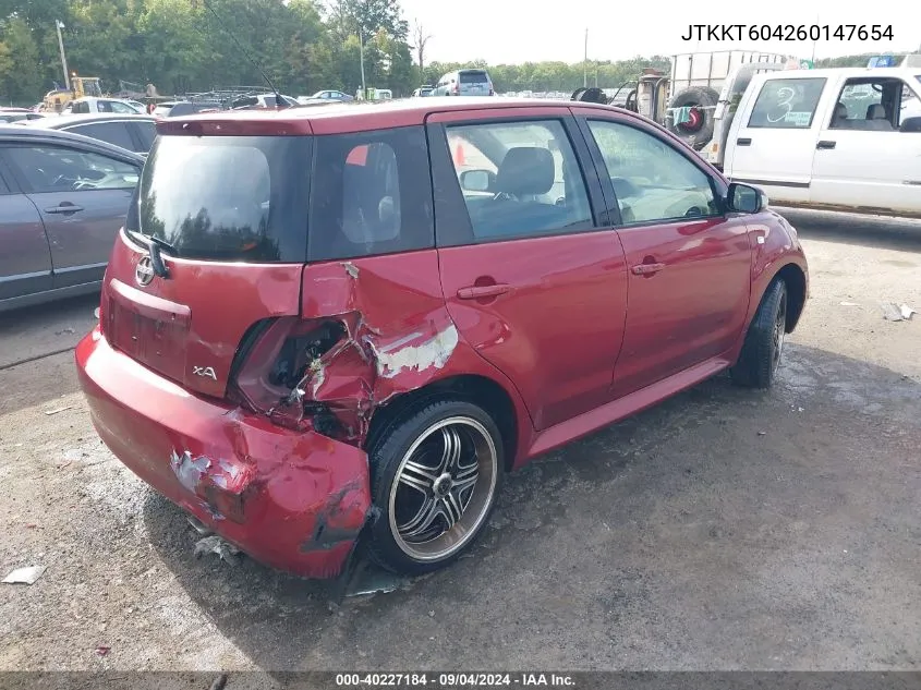 2006 Scion Xa VIN: JTKKT604260147654 Lot: 40227184