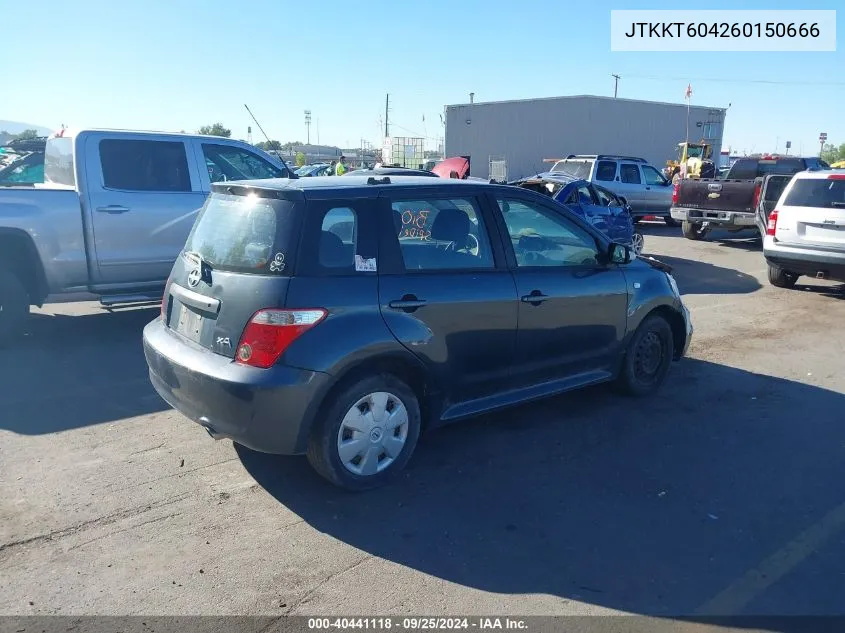 2006 Scion Xa VIN: JTKKT604260150666 Lot: 40441118