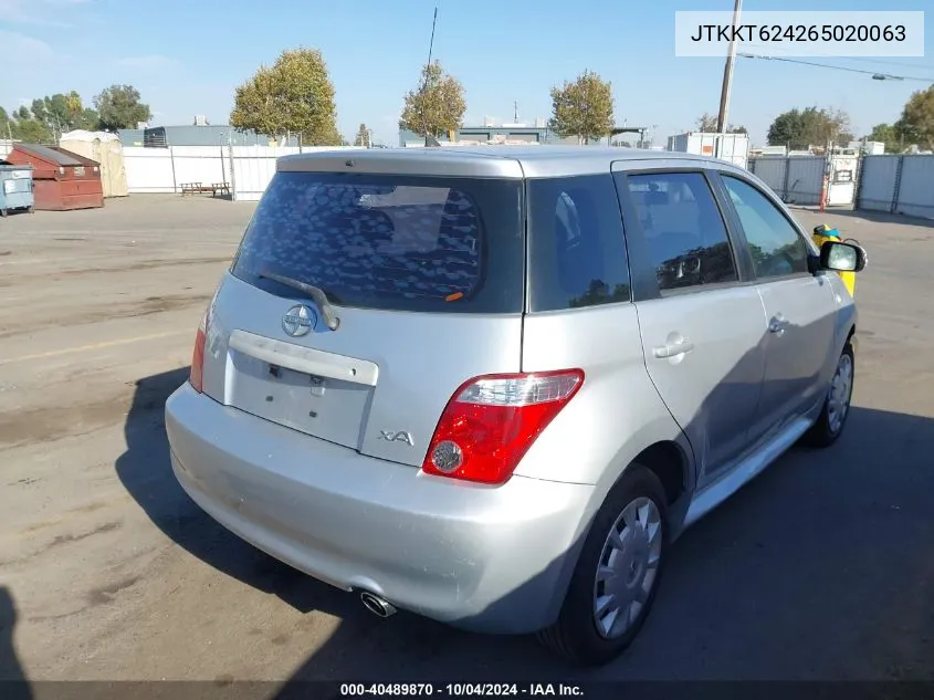 2006 Scion Xa VIN: JTKKT624265020063 Lot: 40489870