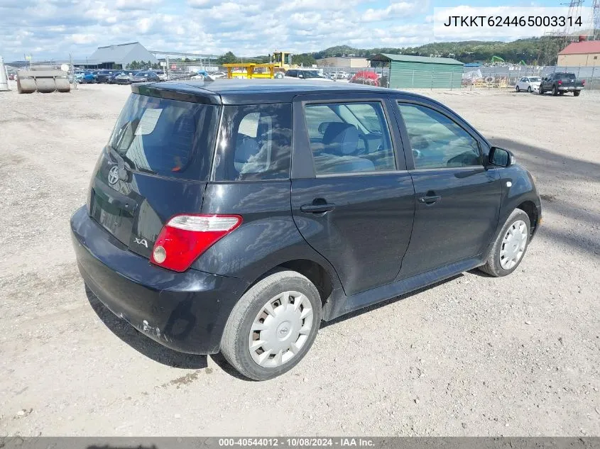 2006 Scion Xa VIN: JTKKT624465003314 Lot: 40544012