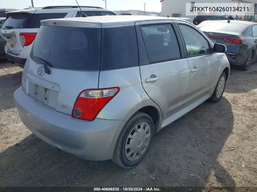 2006 Scion Xa VIN: JTKKT604260134211 Lot: 40686530