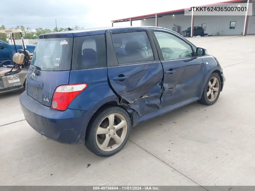 2006 Scion Xa VIN: JTKKT624365007001 Lot: 40756604