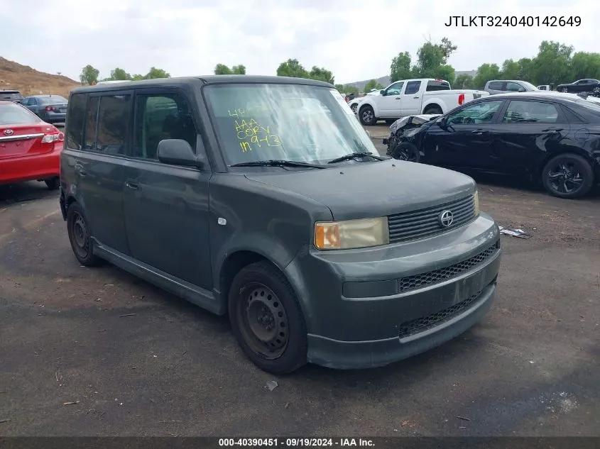 2004 Scion Xb VIN: JTLKT324040142649 Lot: 40390451