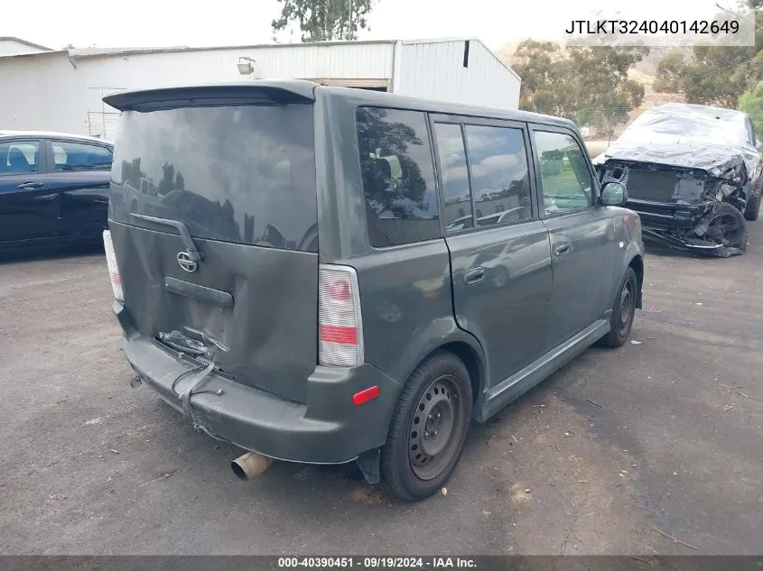 2004 Scion Xb VIN: JTLKT324040142649 Lot: 40390451