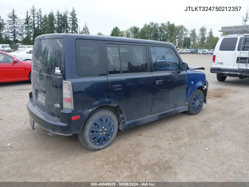 2005 Scion Xb VIN: JTLKT324750212357 Lot: 40049929