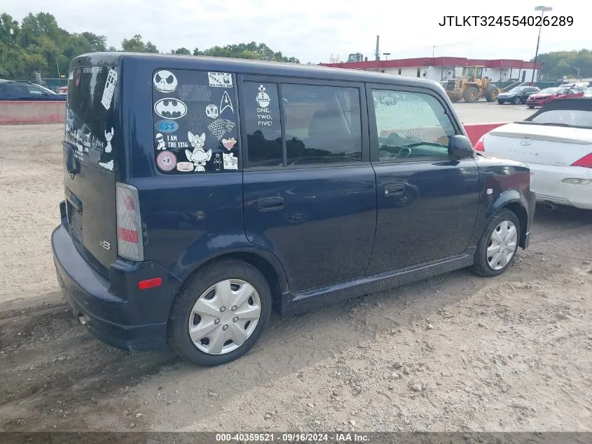 2005 Scion Xb Xb VIN: JTLKT324554026289 Lot: 40359521