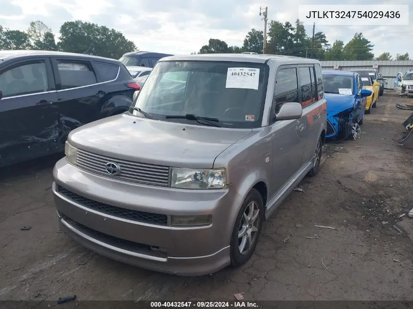 2005 Scion Xb VIN: JTLKT324754029436 Lot: 40432547