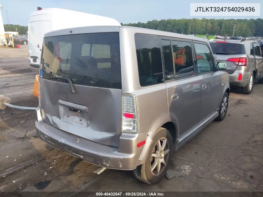 2005 Scion Xb VIN: JTLKT324754029436 Lot: 40432547