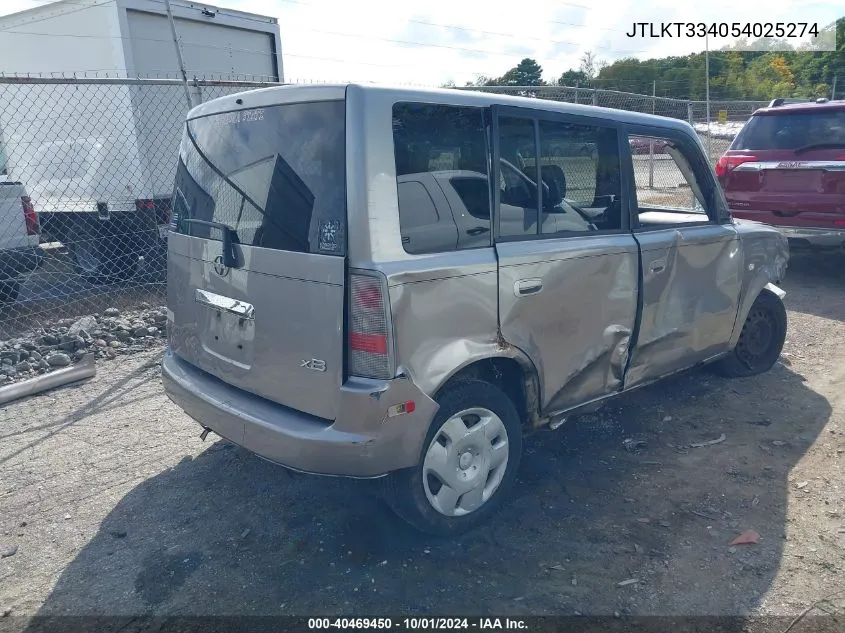 JTLKT334054025274 2005 Scion Xb