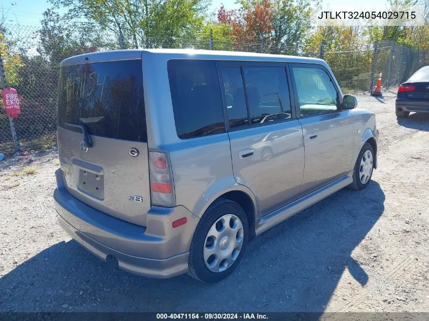 2005 Scion Xb Xb VIN: JTLKT324054029715 Lot: 40471154