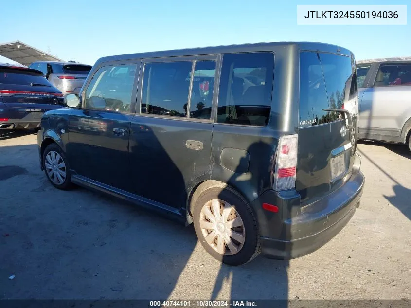 2005 Scion Xb VIN: JTLKT324550194036 Lot: 40744101