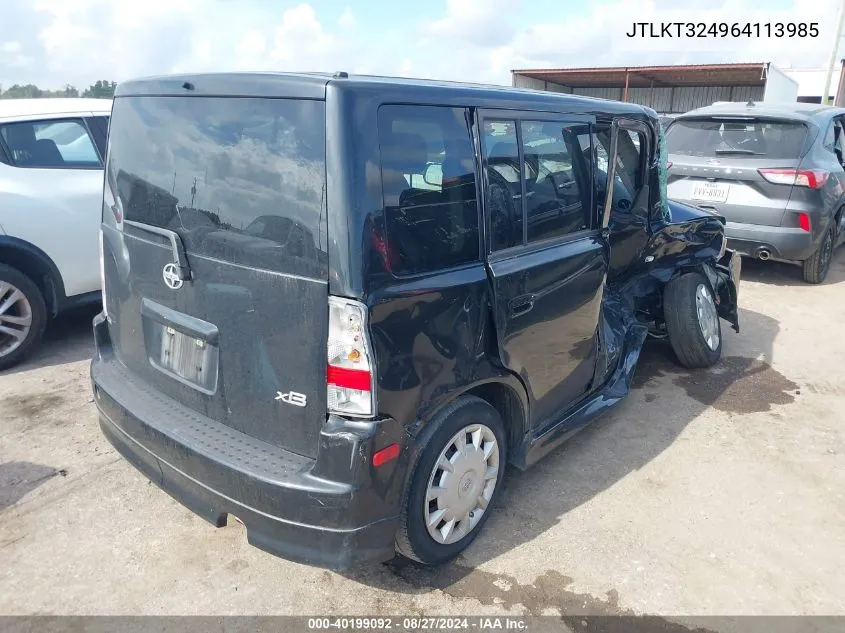 2006 Scion Xb VIN: JTLKT324964113985 Lot: 40199092