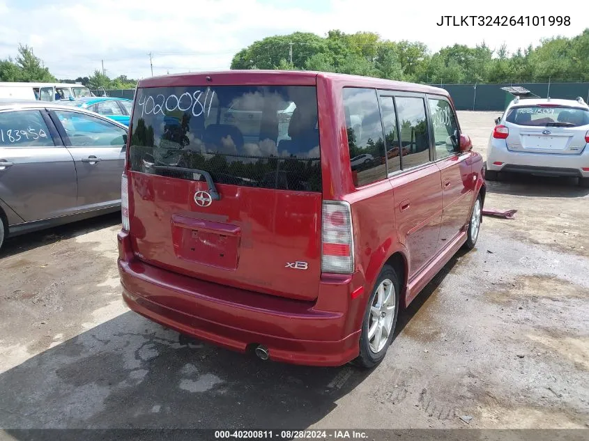 2006 Scion Xb VIN: JTLKT324264101998 Lot: 40200811