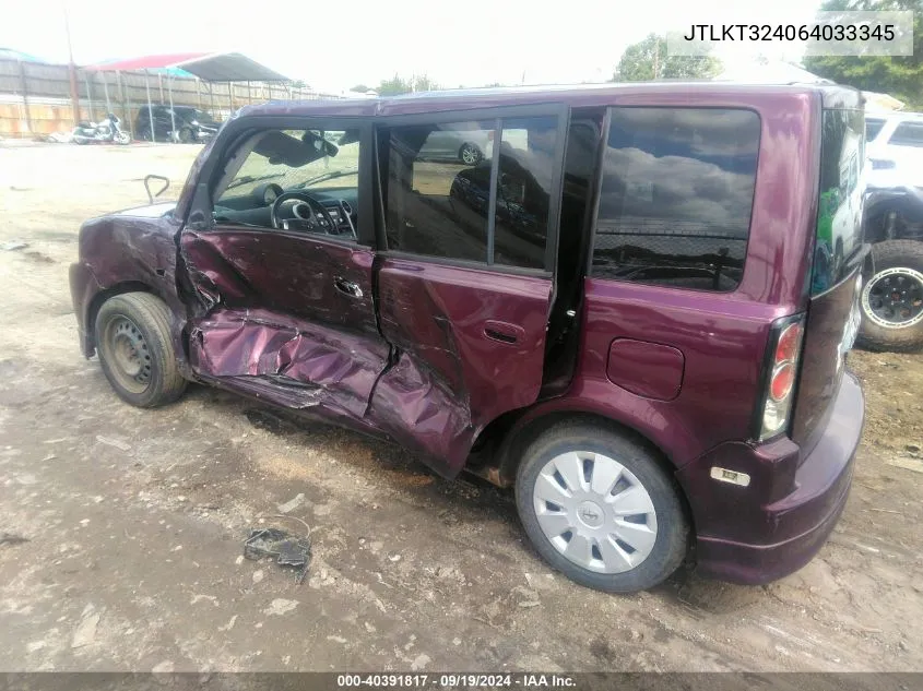 2006 Scion Xb VIN: JTLKT324064033345 Lot: 40391817