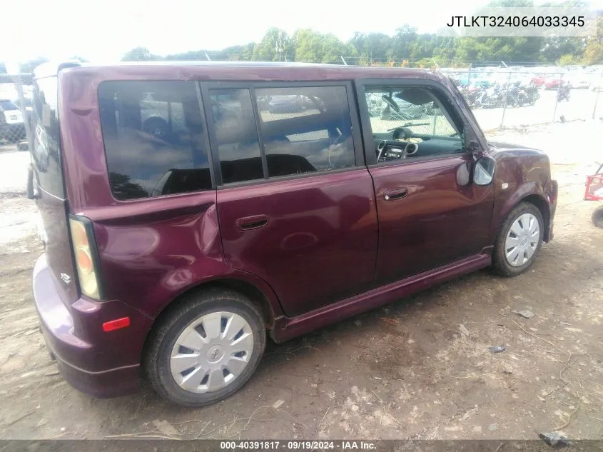 2006 Scion Xb VIN: JTLKT324064033345 Lot: 40391817