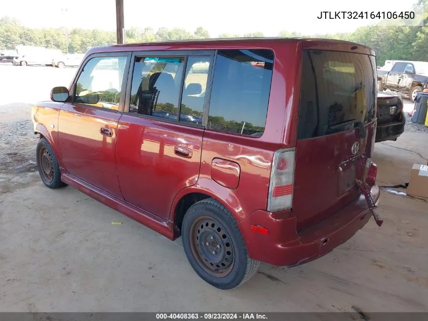 2006 Scion Xb VIN: JTLKT324164106450 Lot: 40408363