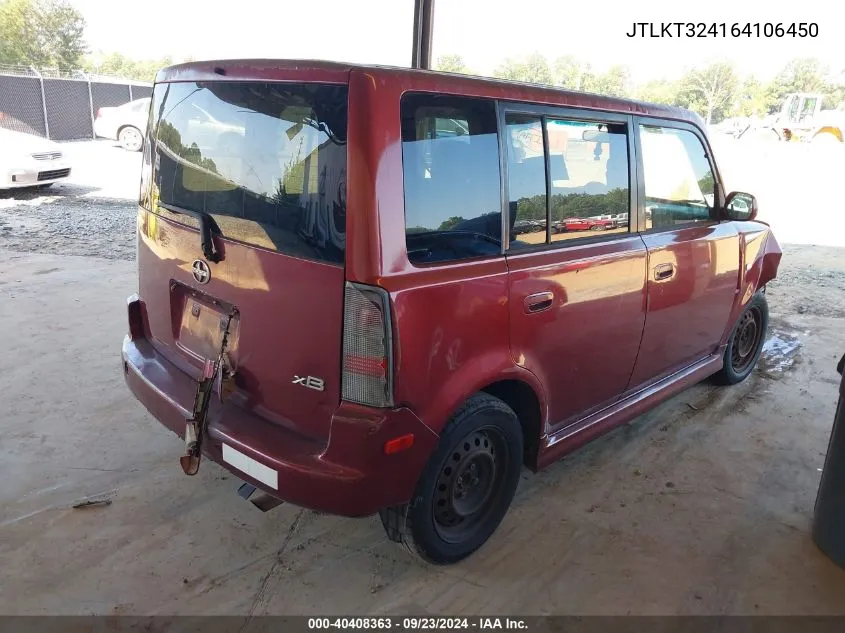 2006 Scion Xb VIN: JTLKT324164106450 Lot: 40408363